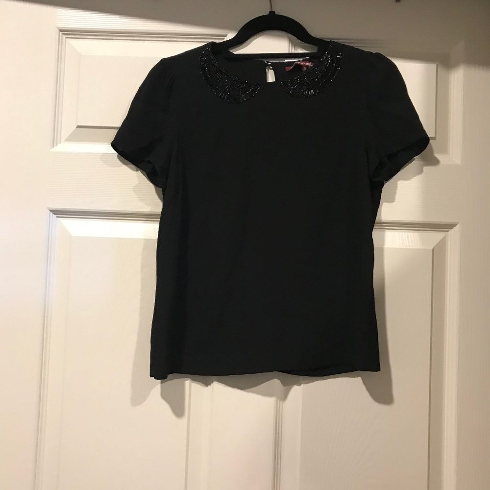 Comptoir des Cotonniers  Black Beaded collar top